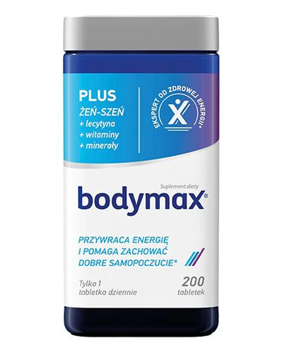 Bodymax Plus żeń-szeń + lecytyna + witaminy + minerały 200 tabletek ...